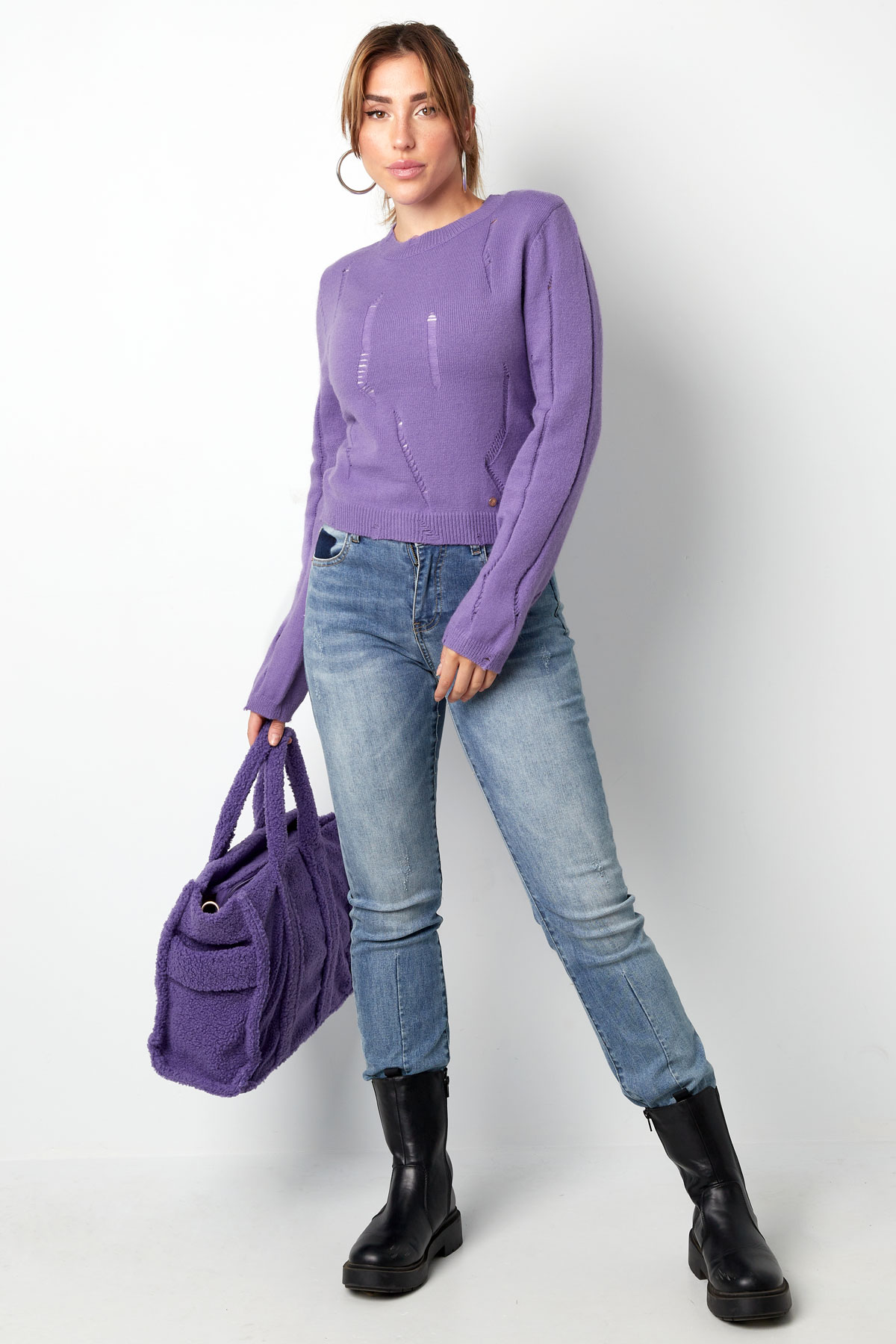 Pull tricoté avec larmes - violet Image6